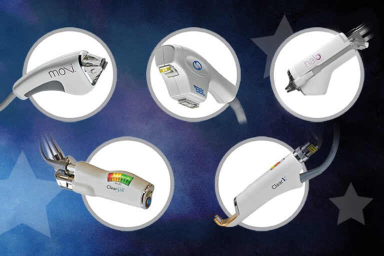 Sciton's resurfacing lasers: Moxi, BBL HERO, Halo, ClearV, and ClearSilk.