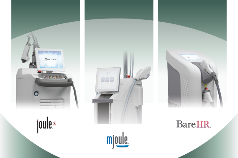 Sciton's JOULE X, mJOULE, and BARE HR platform image.